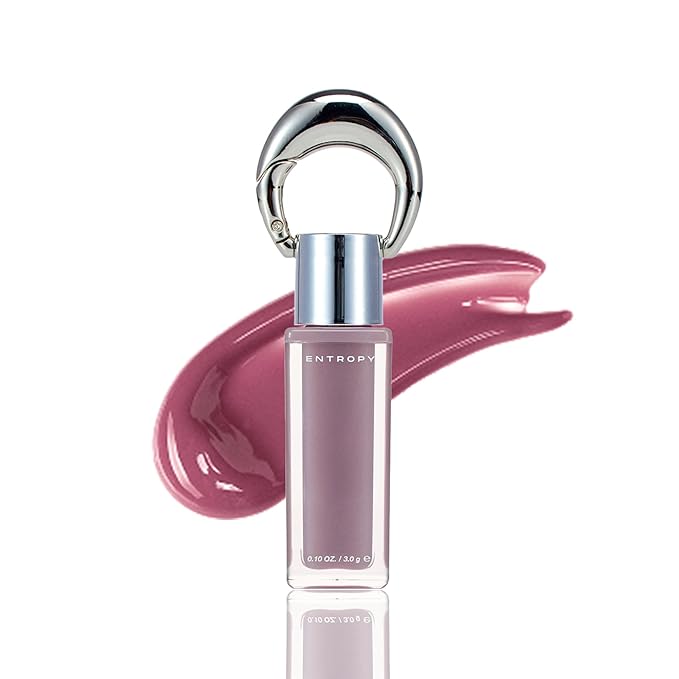 ENTROPY Makeup Glossy Lip Tint – Juicy Glow Line/Non-Sticky Hydrating Lip Gloss Tint, High Shine Finish, Buildable Sheer Color, Lip & Cheek Makeup - Beryl Charm (Soft Mauve Beryl)