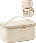 Prite Makeup Bag Travel Cosmetic Case, Women Toiletry bag Organizer, Beige