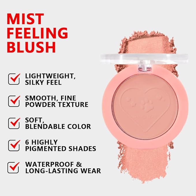 HHLTOH Matte Blush Powder for Cheeks, Cruelty Free Makeup – Long Lasting Natural Face Blusher Makeup, Lightweight Blendable Cheek Color Palette for Women All Skin Tones - #06 Nude Brown