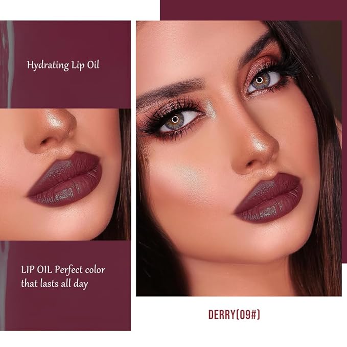 Hxssll Nourishing High-Shine Lip Gloss,Hydrating & Moisturizing Lip Tint, Non-Sticky, Long-Lasting Glossy Lip Stain,Softens & Plumps Lips for Smooth,Gentle Formula for Dry Lips 08#Berry