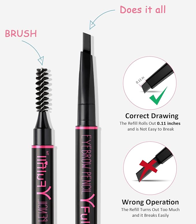 Yfulfill Black Eyebrow Pencils for Black Hair, Fuller Defined Brows