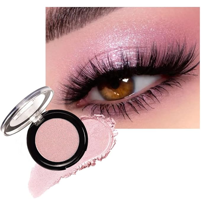 CAKAILA Monochrome Powder Eyeshadow Palette Makeup,Pink Natural Neutral Single Shimmer Eye Shadow for Older Women,Sparkly Eye Finish,Long Lasting Naturing-Looking
