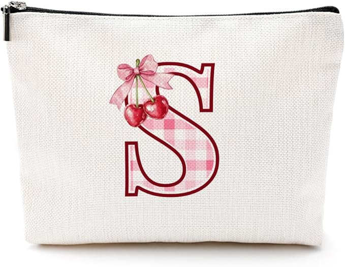 CQM Cherry Bag Initial S Makeup Bag Cherry Gifts for Women Cosmetic Bags