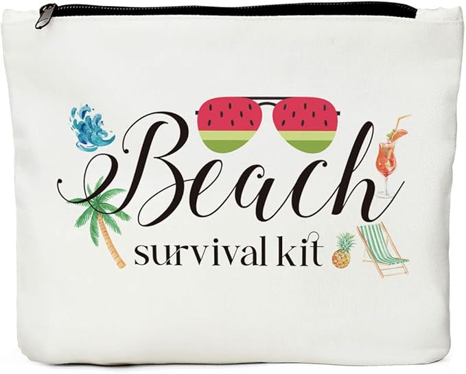 Beach Makeup Bag, Beach Gifts for Women, Summer Survival Kit Cosmetic Bags