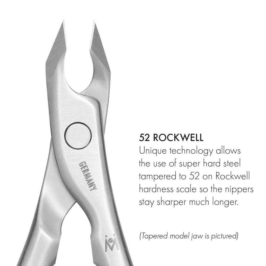 GERMANIKURE Standard Professional Cuticle Trimmer - 1/2 Half Jaw Nipper - Ethically Made in Germany - FINOX Stainless Steel Sharp Cuticle Remover in Leather Case – Manicure Tool, r175, 5mm