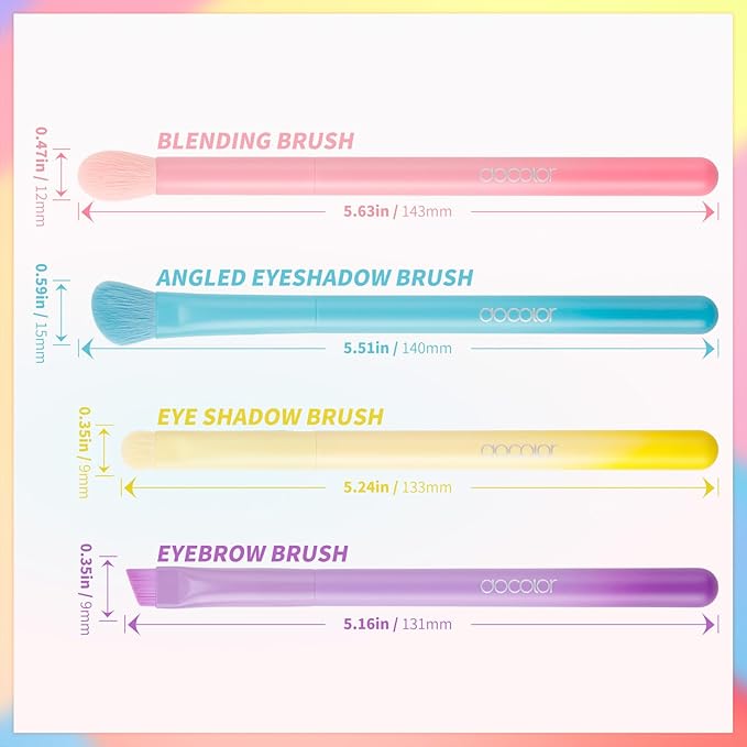docolor Eye Makeup Brush Set, 4Pcs Blending Eyeshadow Concealer Eyebrow
