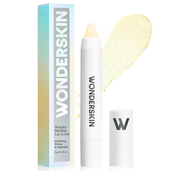 Wonderskin Lip Scrub - 3-in-1 Exfoliator & Moisturizer, Lip Exfoliator Scrub, Hydrating Balm for Soft, Nourished, Flake-Free Lips with One-Step Prep, 0.10oz