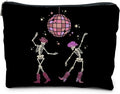 RYYCDOI Funny Disco Dancing Skeleton Makeup Bag, Goth Gothic Skull Cosmetic for Women, Halloween Gifts, Dark Academia Makeup Pouch, Horror Bag