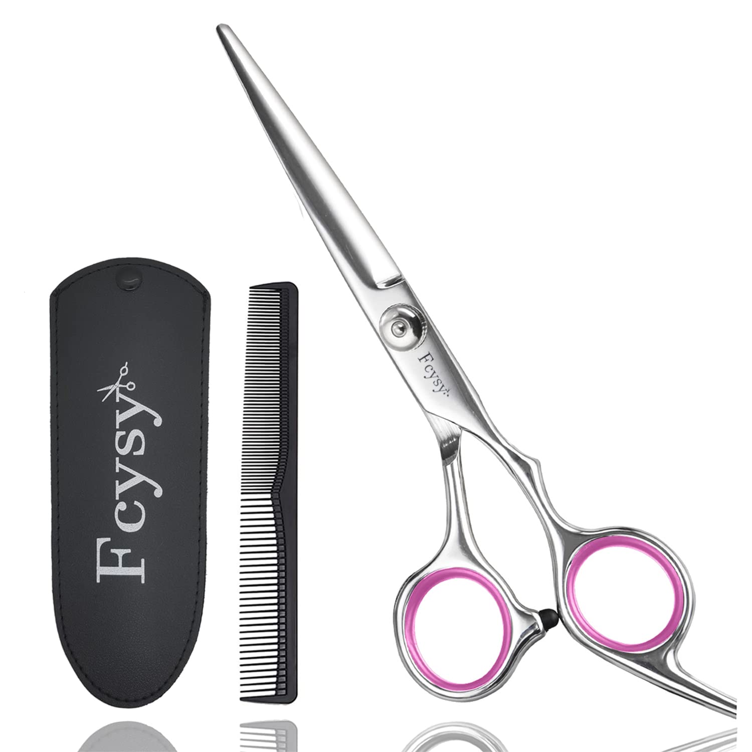 Fcysy Professional 6 Inch Haircut Scissors - Barber Shears with Comb, Salon Hair Shears for Men, Women & Pets