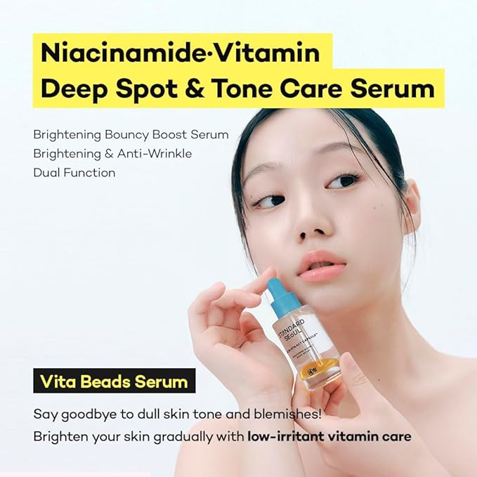 STANDARD SEOUL Brightening Bouncy Boost Serum – Radiance-Boosting K-Beauty Serum with Niacinamide, Vitamin C Blend, Lightweight Dual-Phase Glow Formula (30ml)