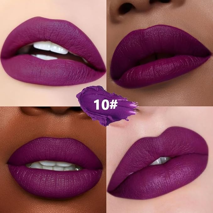 IATMOMOD Plum Purple Cream Matte Lipstick Stick 10#, Longwear Full Coverage Velvet Lip Color, Waterproof Multi-Use Lip & Cheek Makeup for Party & Daily Wear, Labial con color mate para uso diario