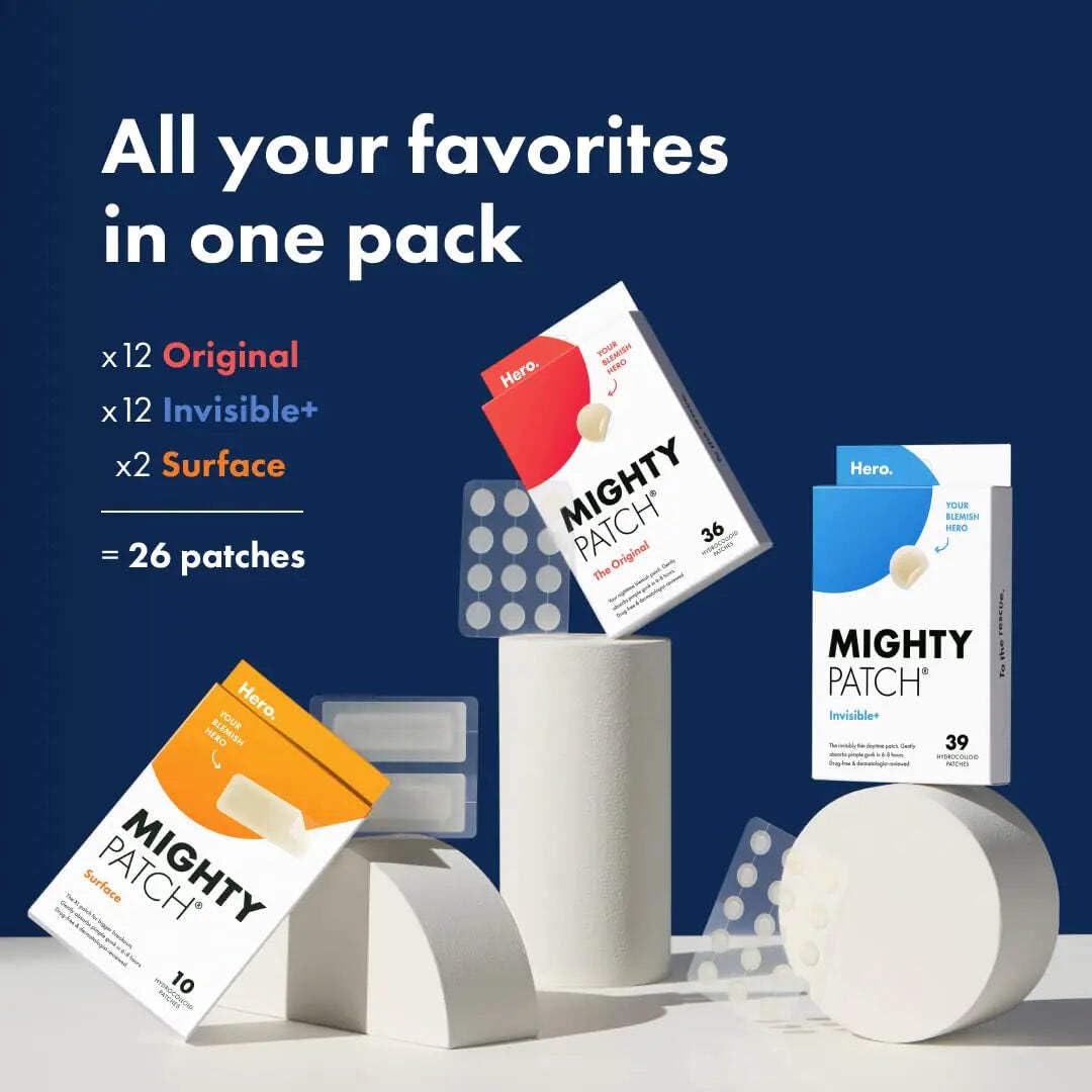 Mighty Patch Hero Cosmetics Variety Pack of Acne Pimple Patches, 26 Ct