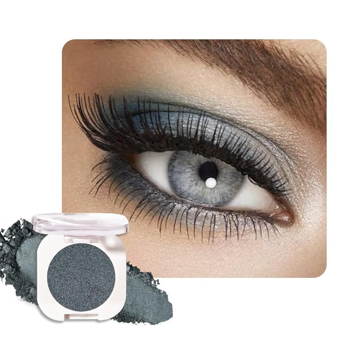 QIDSTERS Dark Teal Glitter Single Eyeshadow, Lightweight Blendable Mini Eye Shadow for Older Women, Monochrome Eyeshadow Palette Makeup Pigmented Waterproof, Vegan & Cruelty-Free, 33