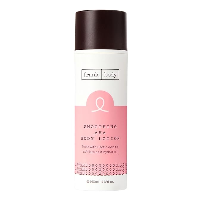 Frank Body Smoothing AHA Body Lotion | Vegan, Cruelty Free, Body Exfoliant | Fights Breakouts and Hydrates Skin with Lactic & Glycolic Acids, Hydrating Oils, & Mango Seed Butter | 4.73 fl oz / 140 ml