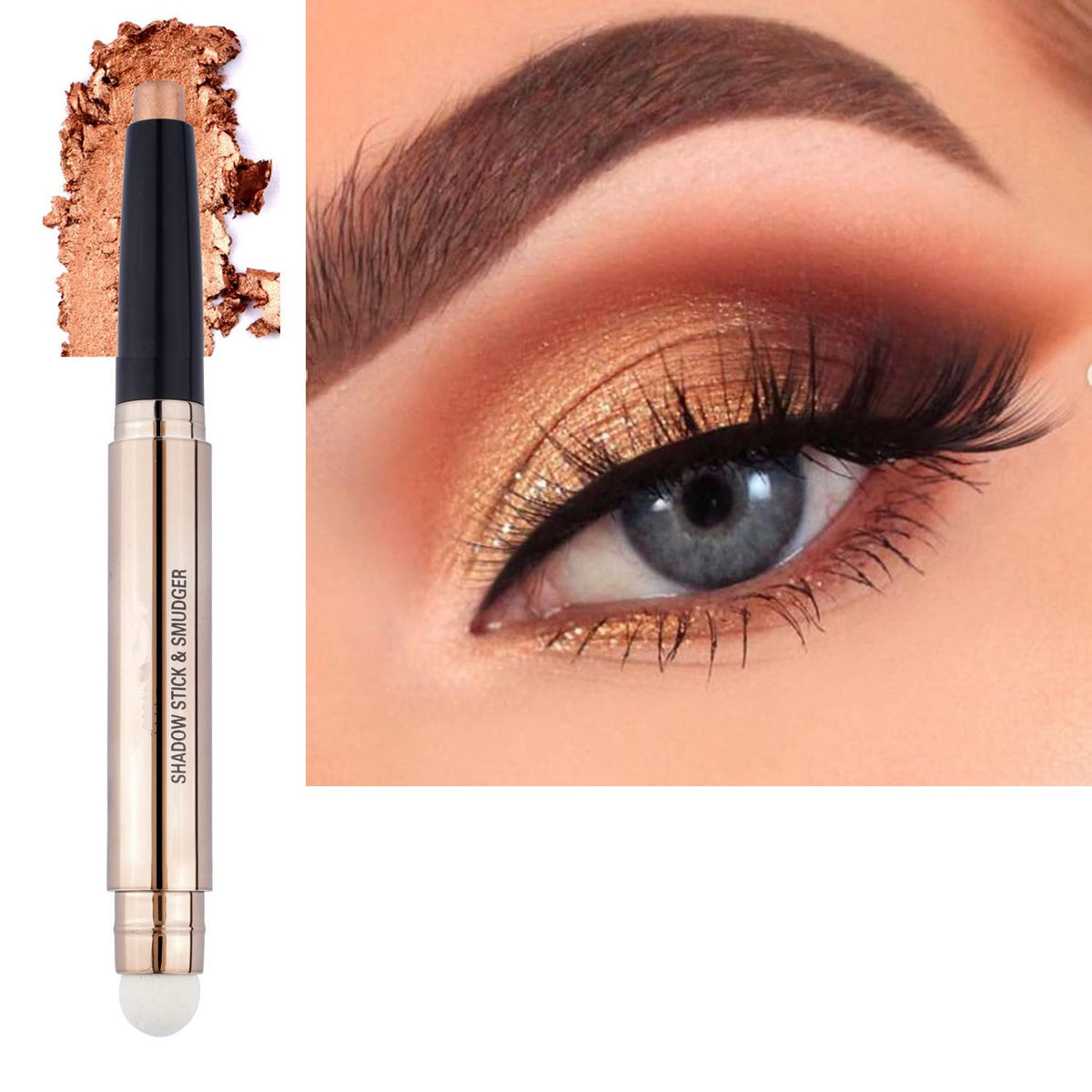 TWLBXMG Cocoa Brown Eyeshadow Stick Cream Shimmer Smooth Eyeshadow Pencil Hypoallergenic Natural Waterproof Long Lasting Eye Shadow Eyeliner Pen（Cocoa Brown Shimmer # 07）