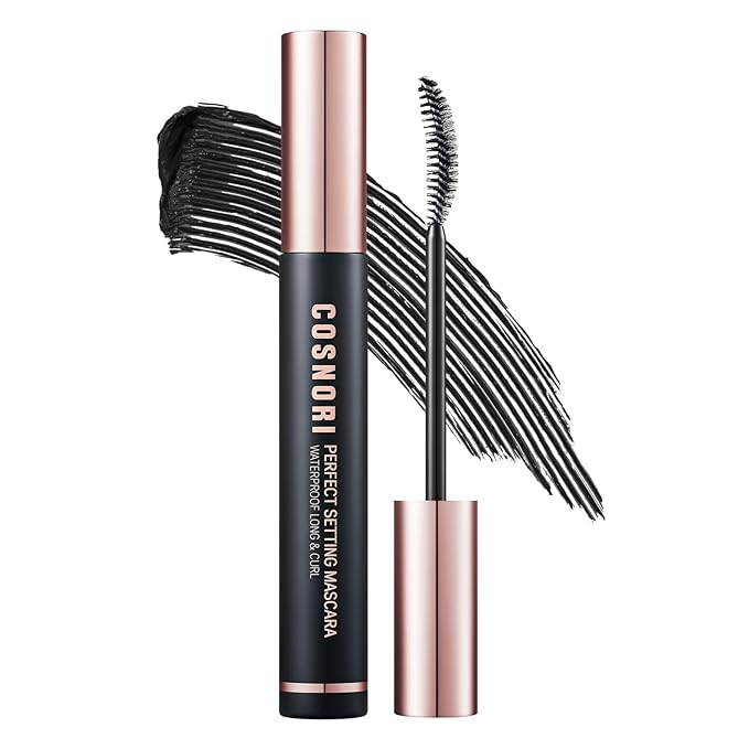 COSNORI Perfect Setting Waterproof Mascara Long & Curl – Natural Defined Lashes with Long-Lasting Curl Hold, Smudge-Proof & Clump-Free K-Beauty Mascara, 0.24 fl. oz.