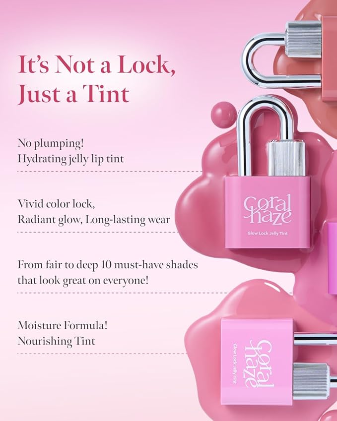 CORLAHAZE Glow Lock Jelly Tint 109 Heavy 4g, Hydrating Jelly Glow Lip Stain, Glass-Like Shine Lip Gloss, Long-Lasting Color, Moisturizing Lip Enhancer, Collectible Lock-Shaped Design, Korean Makeup