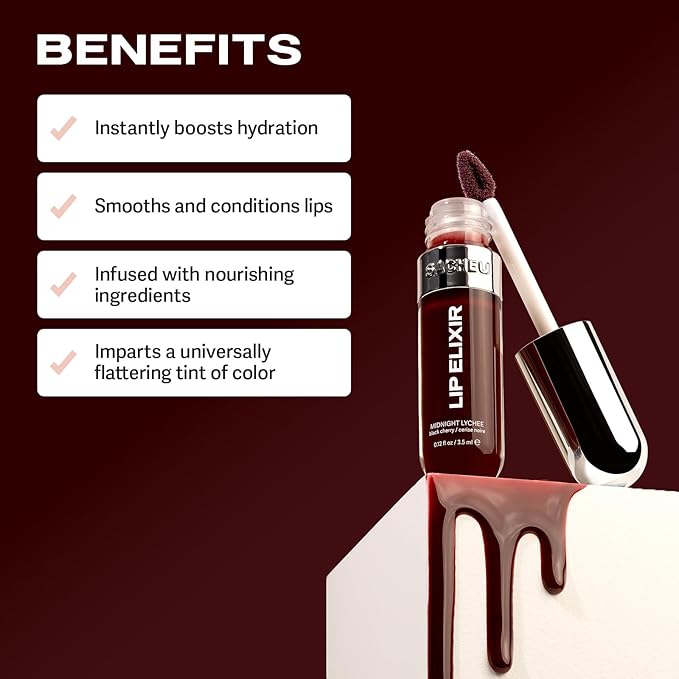 Sacheu Lip Elixir Hydrating Lip Gloss, Midnight Lychee