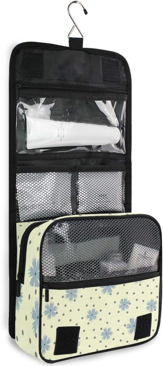 senya Hanging Travel Toiletry Bag Flowers Round Dot Kit Makeup Case Cosmetics Organizer for Men Women overnight