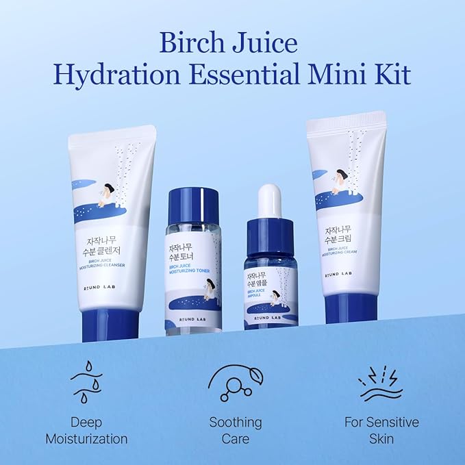 ROUND LAB Birch Juice Moisturizing Mini Kit 4-Step Skin Care Set