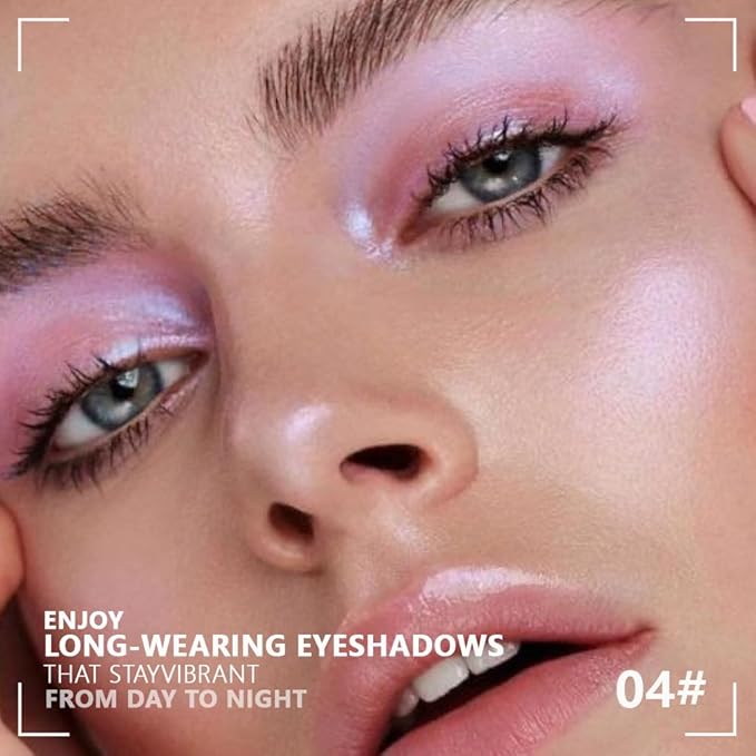 CAKAILA Monochrome Powder Eyeshadow Palette Makeup,Pink Natural Neutral Single Shimmer Eye Shadow for Older Women,Sparkly Eye Finish,Long Lasting Naturing-Looking