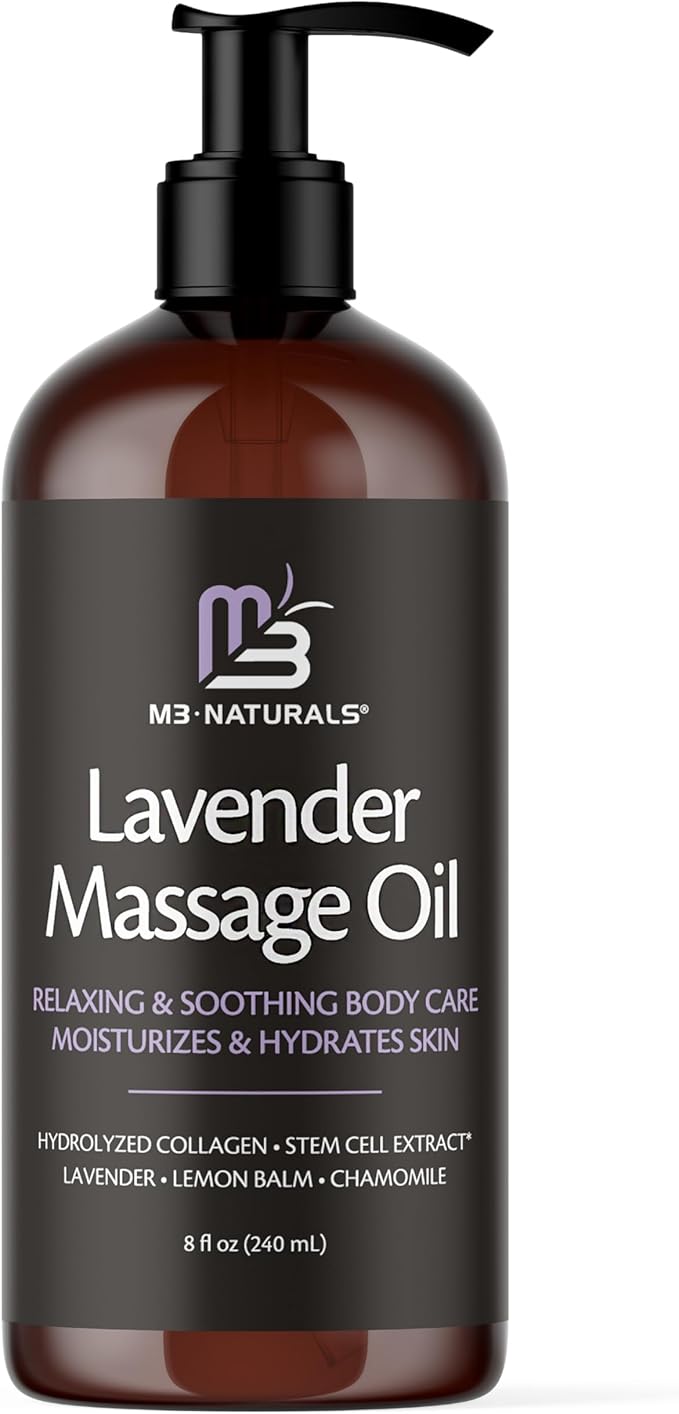 Lavender Sensual Massage Oil with Collagen and Stem Cells, 8 fl oz by M3