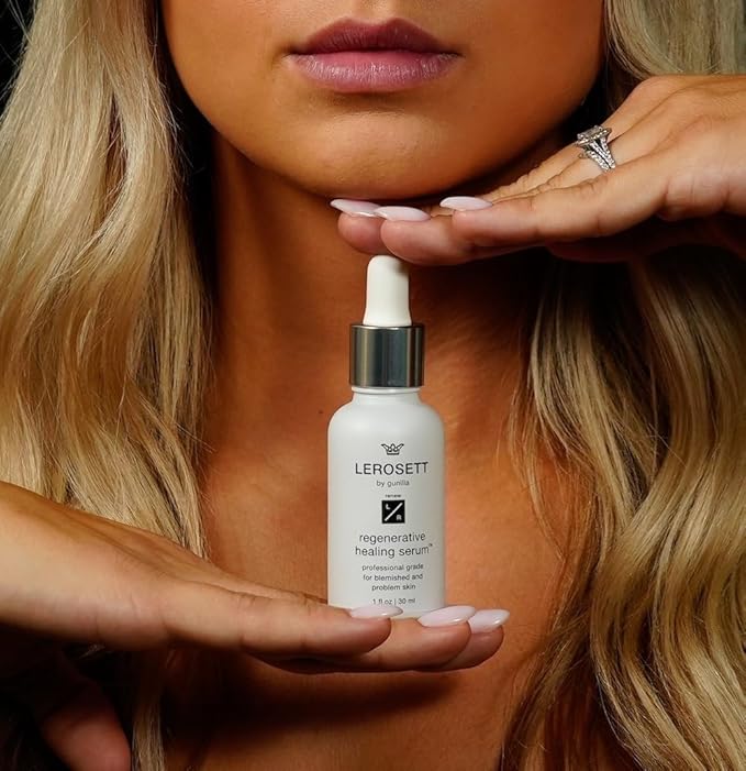 LEROSETT Healing Hydration Serum – Aloe, Ginseng & Collagen-Based Complex for Pimples, Irritated Skin, Blemishes & Post-Breakout Scarring – Plant-Based, Spa-Grade, Concentrated, 1 oz