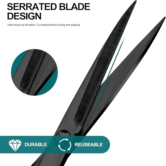 Lobodt Professional beard scissors, 4.9-inch (black) small pointed stainless steel hairdressing scissors, Moustache Trimming，suitable for personal care and beauty of both men and women