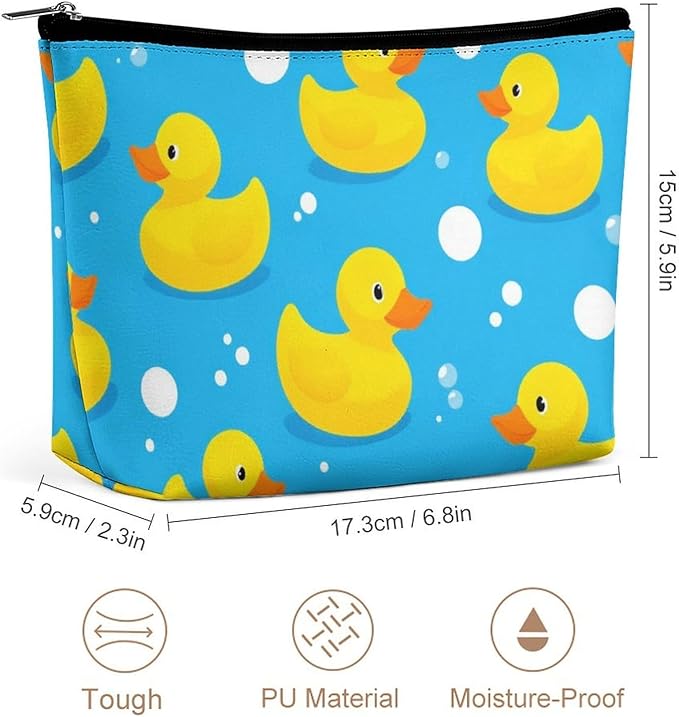 Meaudiwes Women's Toiletry Bag, Travel Cosmetic Bag, Large Makeup Case, Yellow Rubber Duck Personality Fashion Zipper Cosmetic Case