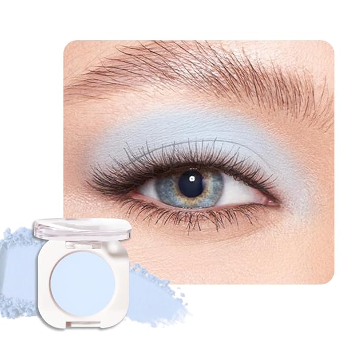 QIDSTERS Light Blue Matte Single Eyeshadow, Lightweight Blendable Mini Eye Shadow for Older Women, Monochrome Eyeshadow Palette Makeup Pigmented Waterproof, Vegan & Cruelty-Free, 22