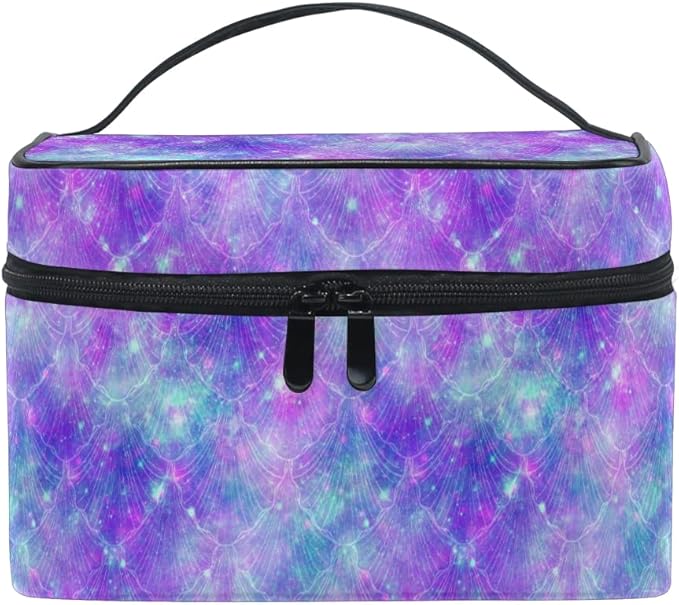 MNSRUU Makeup Bag, Mermaid Fantasy Space Travel Makeup Organizer Bag Cosmetic Cases Toiletry Bags for Girl Women Ladies