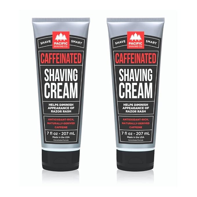 Pacific Shaving Company Men's Caffeinated Shaving Cream, 7 Oz (2 Pack)