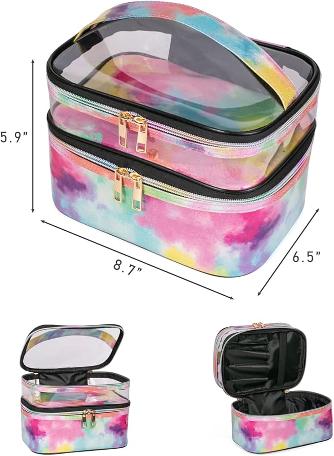 imerelez Cosmetic Bag Makeup Bag Travel Cosmetic Bags for Women Makeup bags Cases Portable Waterproof Foldable (Tie-Dye)