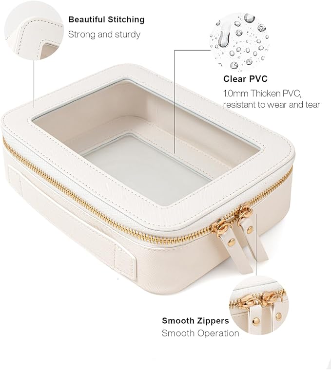 FFpaw Travel Clear Makeup Bag Set, TSA Approved Cosmetic Bag Case with Zipper Portable Makeup Pouch Toiletry Bag Traveling Cosmetic Organizer Storage Bag Car Organizer Car Essentials