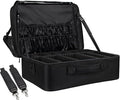 Relavel Extra Large Makeup Case, Professional Makeup Artist Bag Double Layer Compartment Cosmetic Travel Organizer Bag Makeup Brush Storage Holder with Adjustable Dividers and Shoulder Strap, Black
