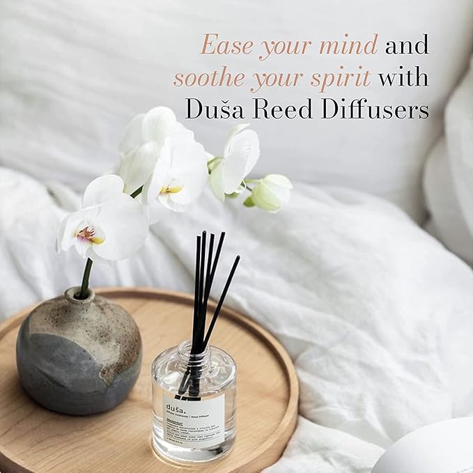 Duša Fig Reed Diffuser & Sticks - 5 Fl Oz Essential Home Fragrance Decor for Bathroom, Office & Living Spaces – Stylish & Long-Lasting Room Air Freshener - Ideal for Housewarming & Special Occasions
