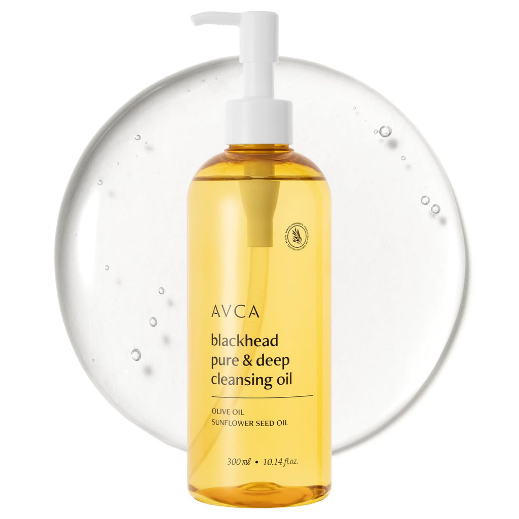 AVCA Jumbo Size Blackhead Remover Cleansing Oil 10.14 fl oz (300ml) – K-Beauty Pore Care Cleanser with PHA, Dissolves Makeup & Sebum, Gentle Exfoliating Oil Cleanser for Oily & Normal Skin