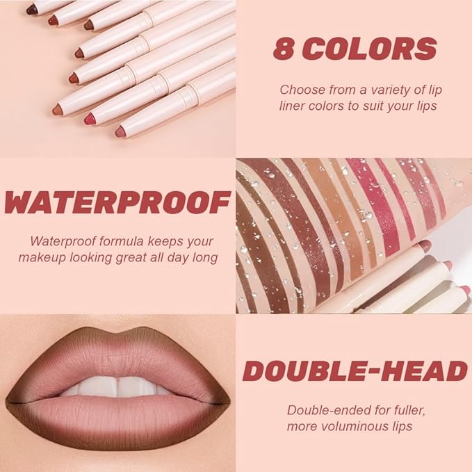 QIDSTERS Plump Matte Crayon Lip Liner Pencil, Maroon Lipstick Lip Liners for Women, 24 Hour Long-Lasting Lip Gloss Makeup, With Silicone Smudger for Define Contours & Sculpting Lip, 05