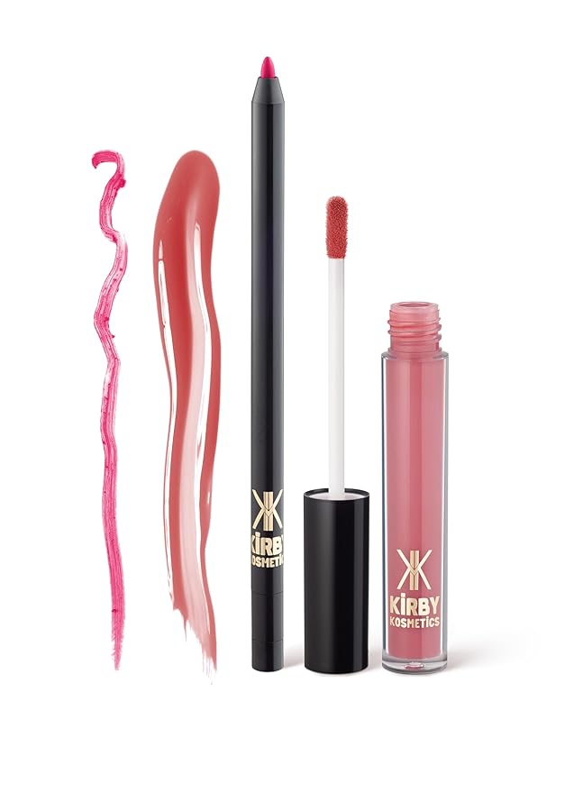 Kirby Kosmetics Lip Kit Duo – Icon Moment- TikTok-Viral Precision Liner & Glossy Liquid Lipstick, Clean 2-Step Set with Hydrating Long-Wear Color – Bold Inclusive Beauty for Everyday Konfidence