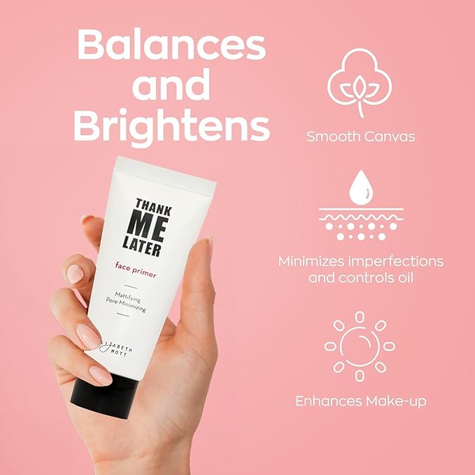 Elizabeth Mott Thank Me Later Primer & Setting Spray Bundle – Pore Minimizer for Face, Smoothing Soft Matte Finish Face Primer & Hydrating Setting Spray for Long-Lasting Makeup – 30g + 95ml