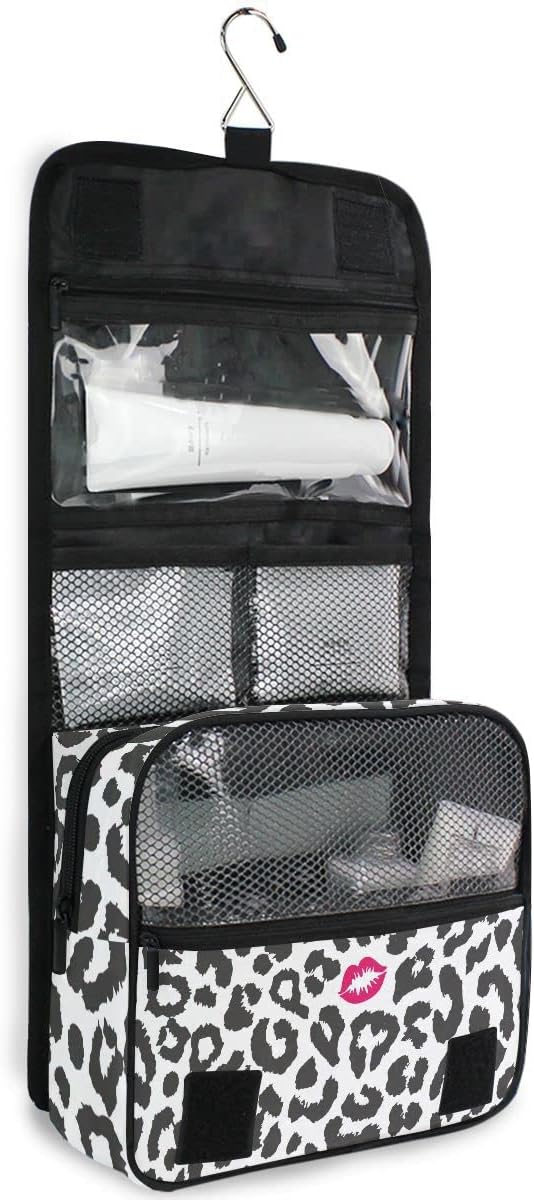 senya Hanging Travel Toiletry Bag Leopard Kiss Kit Makeup Case Cosmetics Organizer for Men Women