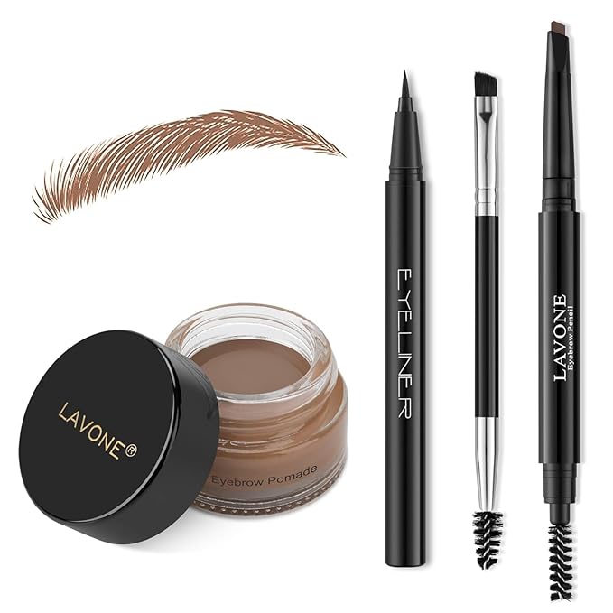 LAVONE Eyebrow Makeup Kit, Waterproof Brow Pencil, Pomade, Eyeliner-Auburn