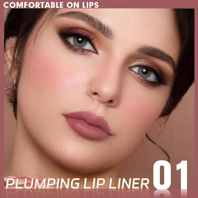 FeiCuiYun Matte Crayon Lip Liner Pencil, Plum Lip Liners Lipstick For Women, Plump Creamy Formula With Silicone Smudger for Define Contours & Sculpting Lip, Cruelty-Free, 0.75g/0.026oz