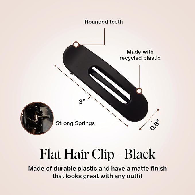 Kitsch Assorted Hair Clips for Women - Black & Tortoise, 3 Pcs