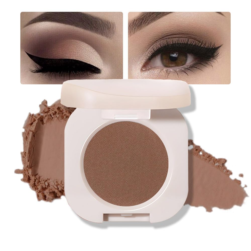 CAKAILA Single Nude Coffee Brown Matte Eyeshadow,Bright Intense Monochrome Eye Shadow,Apply Makeup Easily,Matte Pressed Powder Single Eyeshadow,24 Hour Eye Makeup Longwear Waterproof
