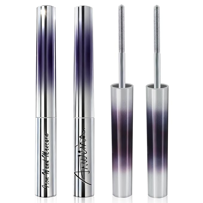 Iron Wand Mascara, Metal Wand Mascara, 3D Curling Metal MascaraWand, Clump-Free, Waterproof & Smudge-Proof Formula For Naturally Long, Thick Lashes (2PCS)
