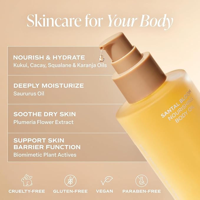 Saltair Nourishing Body Oil | Lightweight Body Glow | Santal Bloom, 4 oz