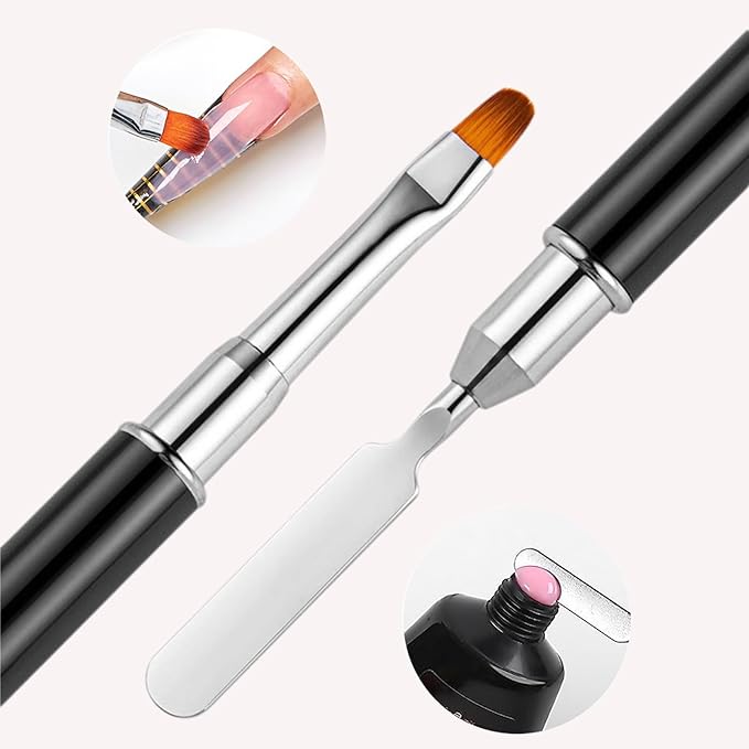 Whmeolyo Nail Art Brushes, 8Pcs Double-Ended Acrylic Nail Brush Set & Picker Brush Tool for Nail Art with PolyGel Gel Acrylic Nails Extension Fine Liner Brushes and Dotting Pen (6,7,8,9,11 mm)