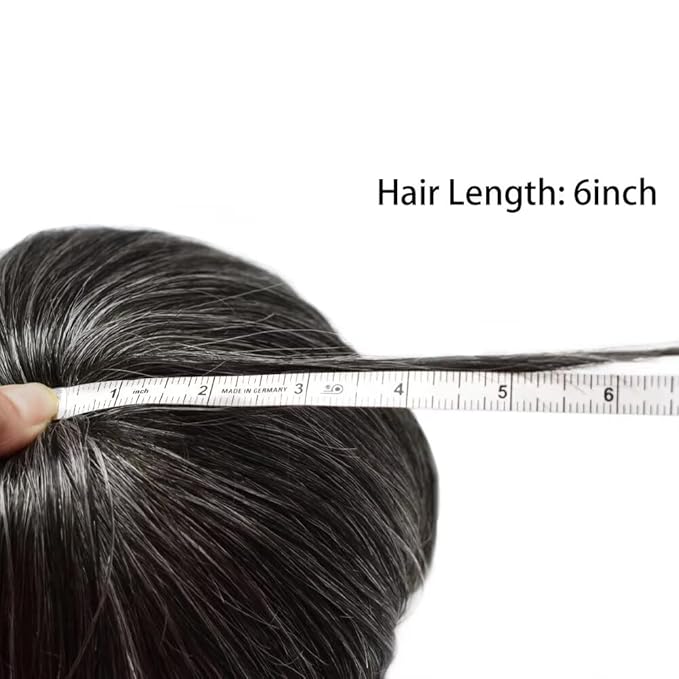 FACE MIRACLE Toupee for Men French Lace Hairpiece Human Hair Replacement System Skin PU Mens Toupee Hair Wigs for Man V-Looped Front Hair Prosthesis 6"X9" #1B40 1B# OFF BLACK WITH 40% SYNTHETIC GREY