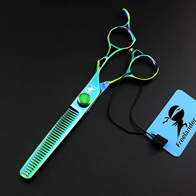 ROCOCO 6.0 Inch Hand Sharpened Hair Cutting Scissors Set with Case - Green